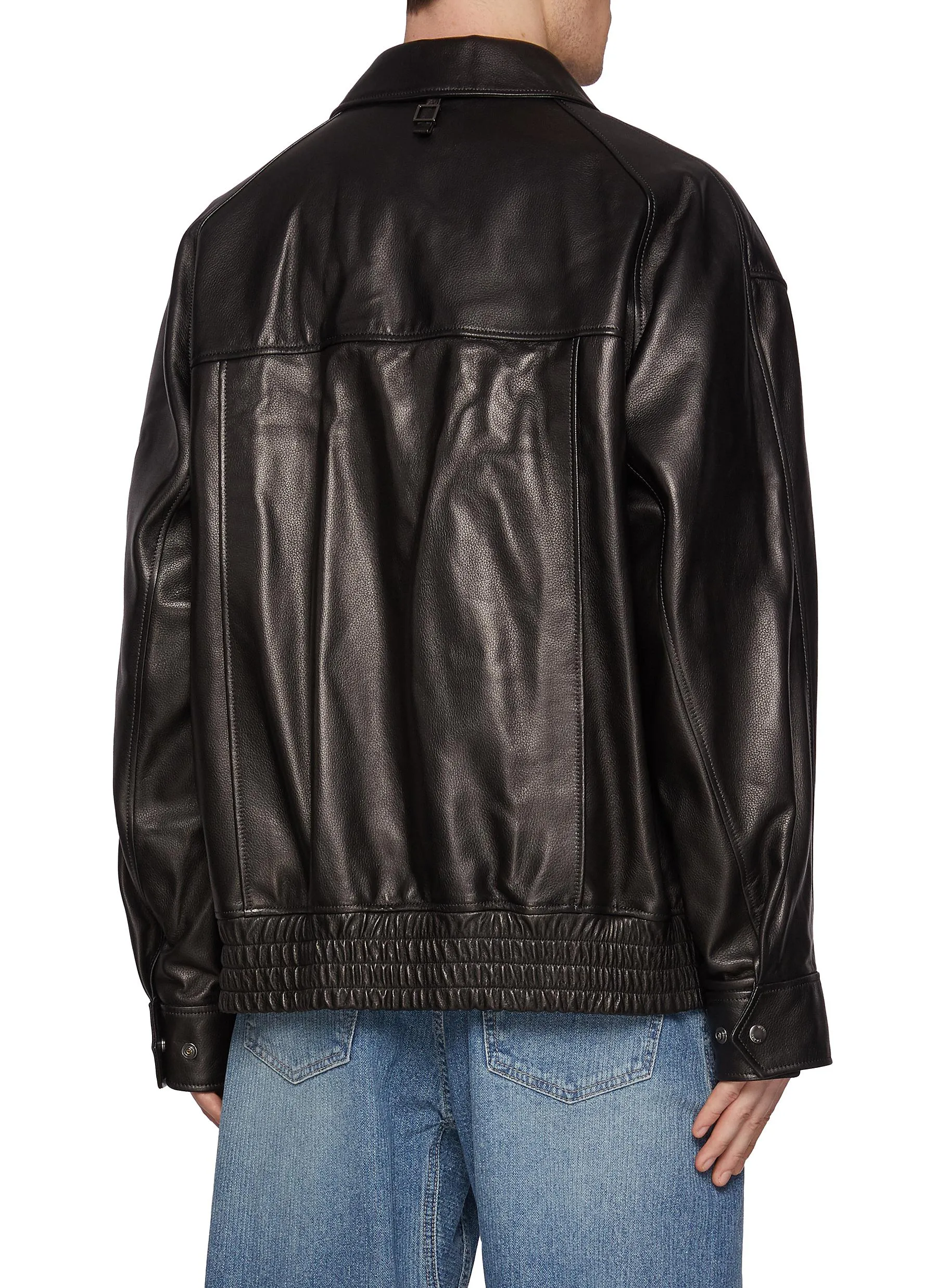 -----------WOOYOUNGMI ---- ------------ ----Elasticated Waist Zip Up Lamb Leather Jacket --