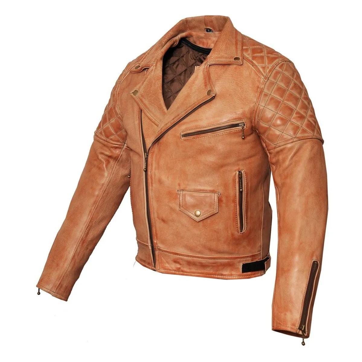 621 Marlon Brando Diamond Red Waxxed Leather Biker Jacket