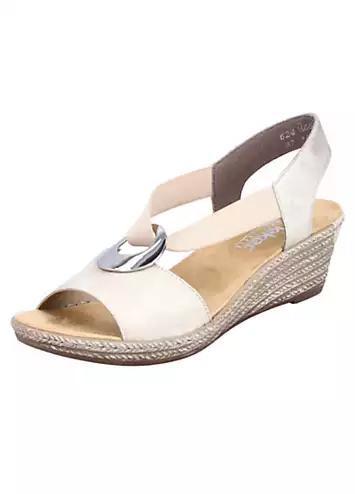 624H6 Ladies Beige Elasticated Sandals by Rieker | Look Again