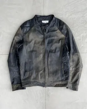 90'S LEATHER BIKER JACKET - M/L