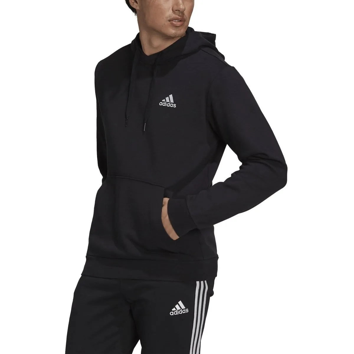 ADIDAS MEN'S ESSENTIALS FLEECE BLACK HOODIE