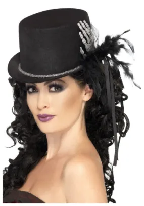 Adult Black Top Hat with Skeleton Hand