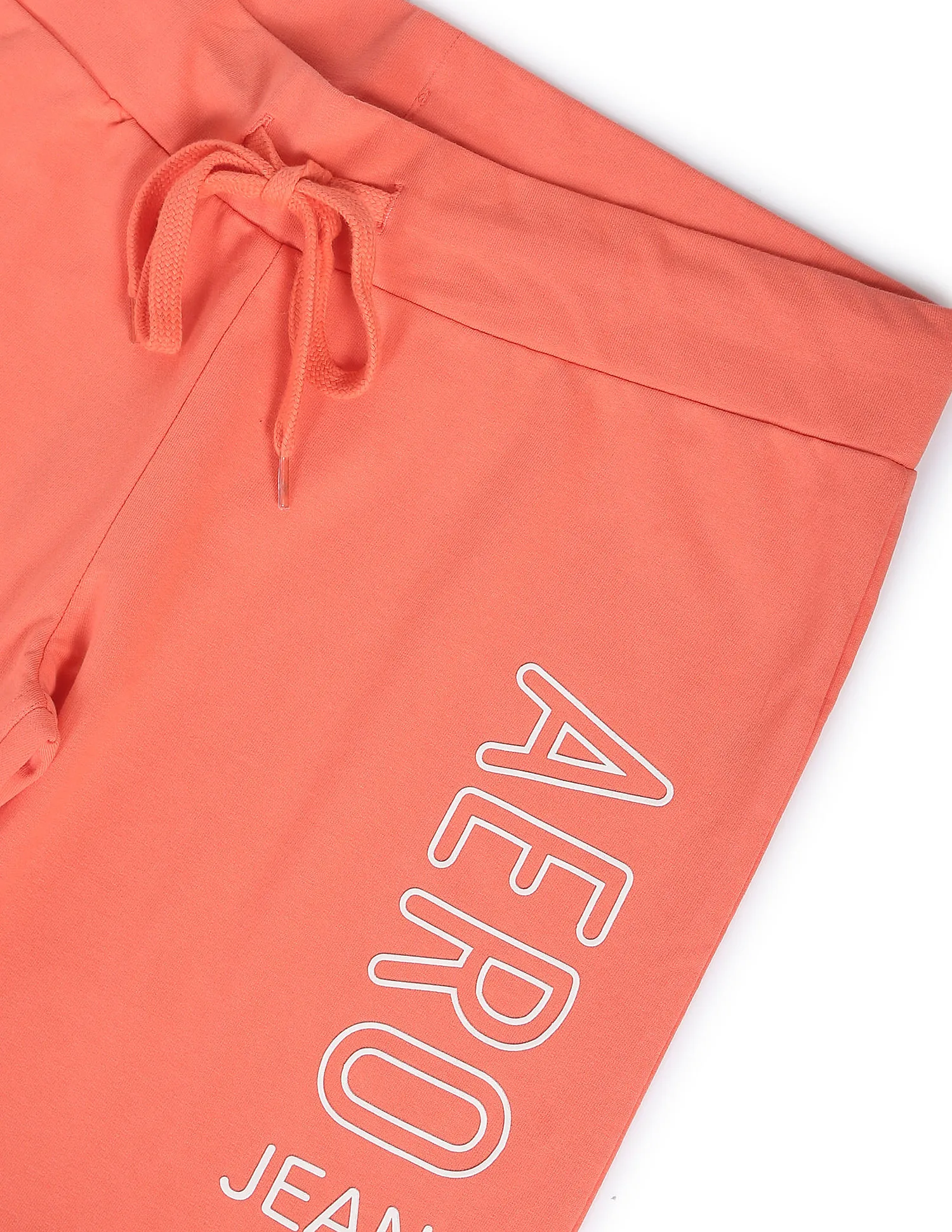 Aeropostale Women Coral Mid Rise Brand Print Joggers