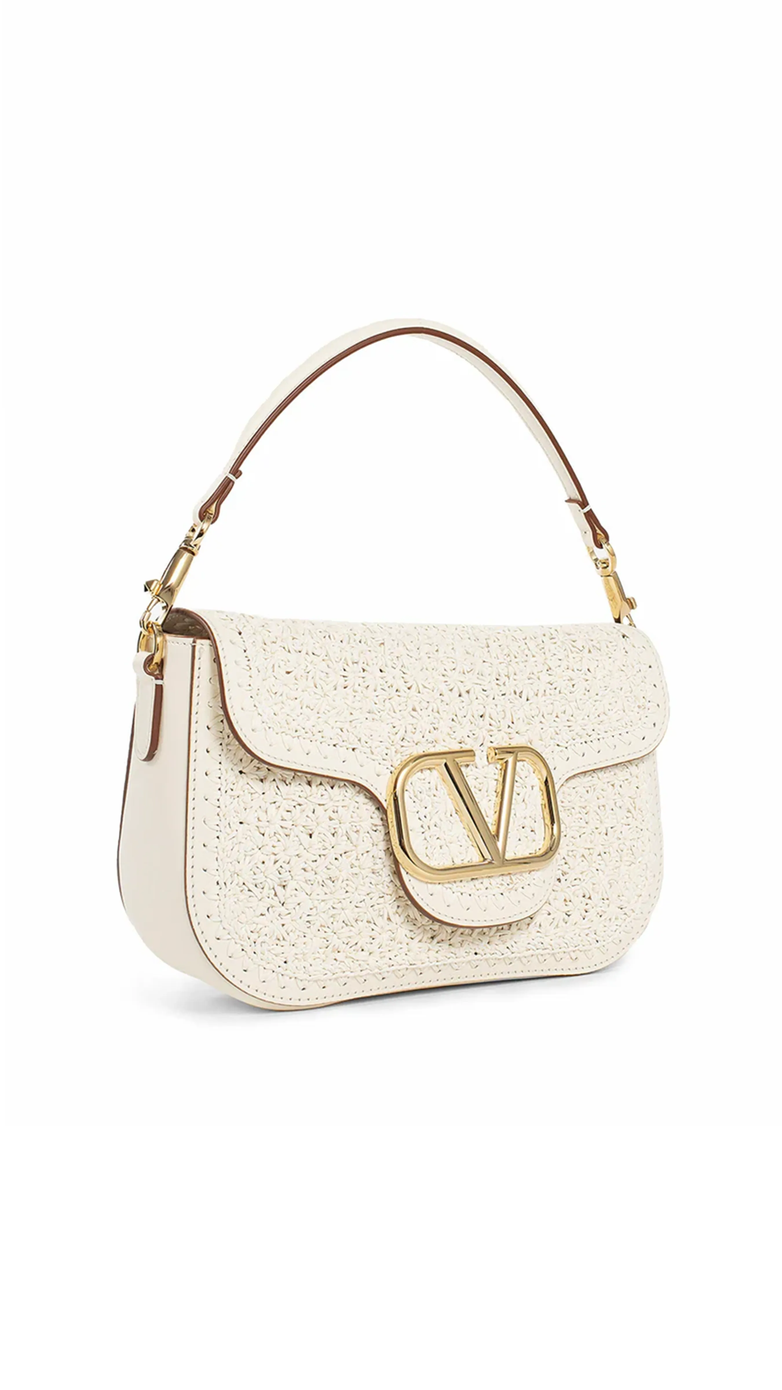 Alltime Woven Leather Shoulder Bag - Ivory