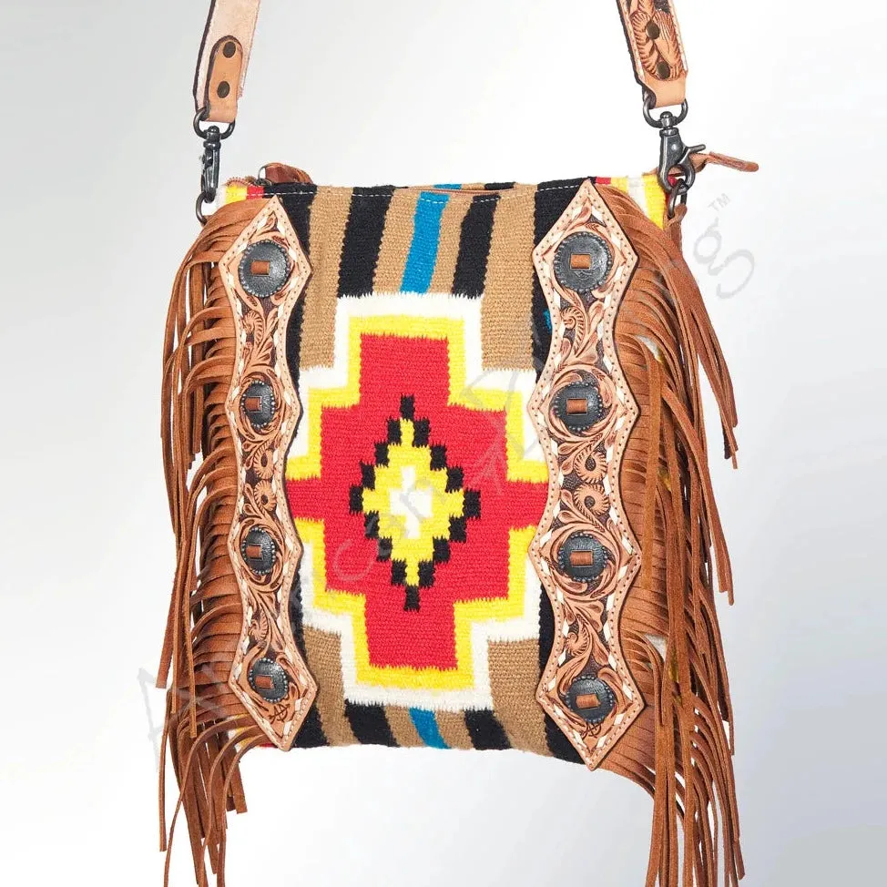 American Darling Saddle Blanket and Tooled Leather Fringe Bag