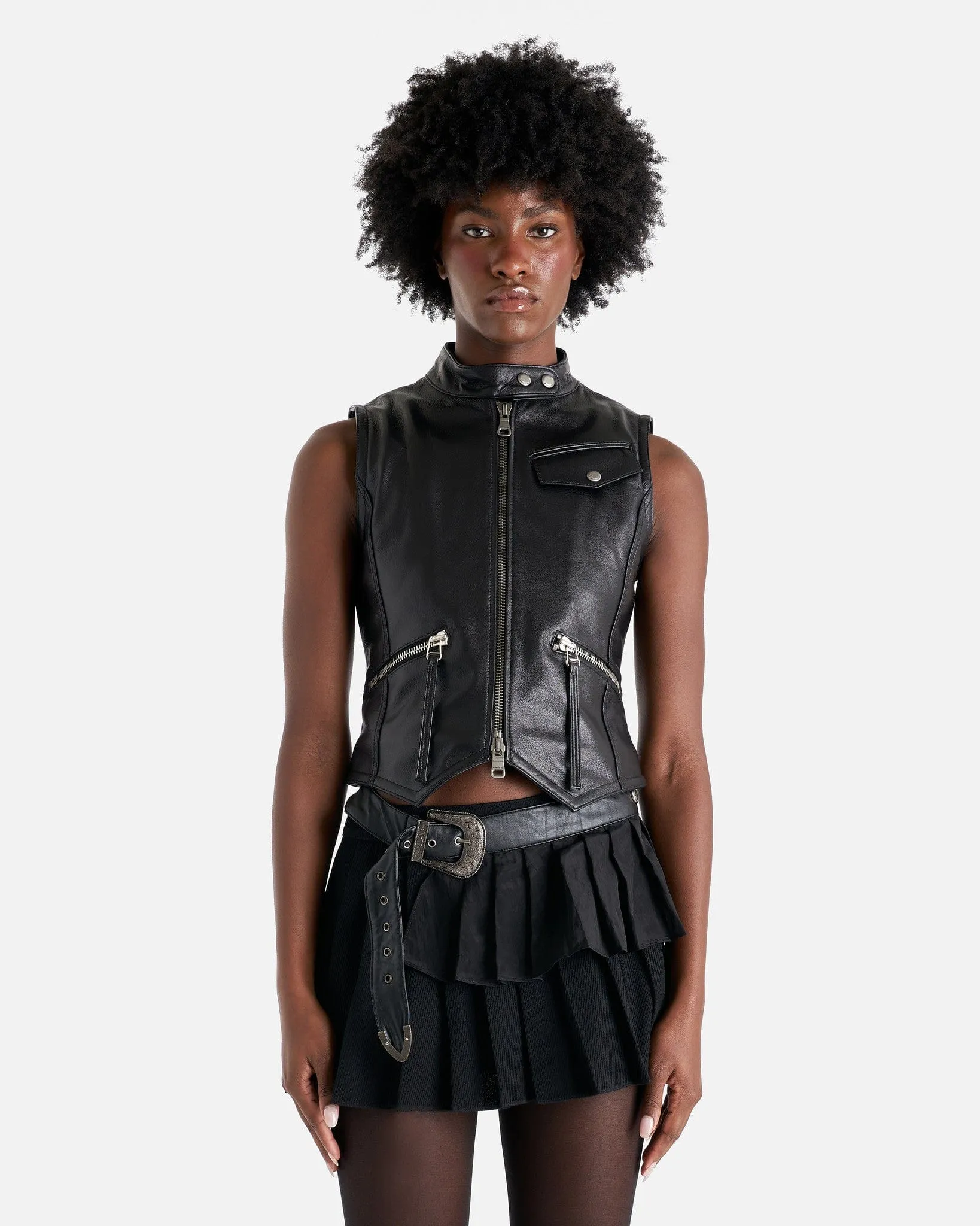 Andersson Bell Liv Goat Leather Vest in Black