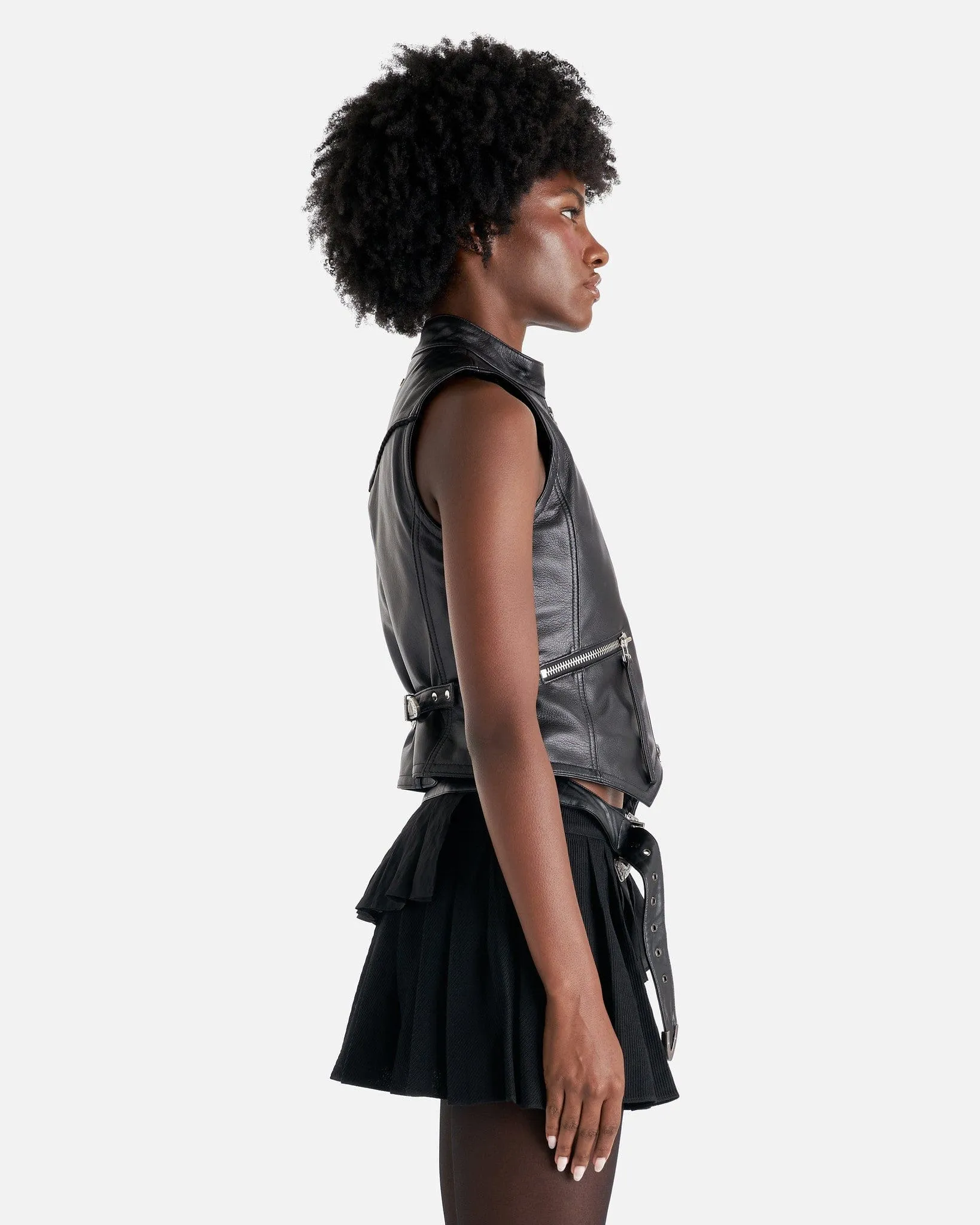 Andersson Bell Liv Goat Leather Vest in Black