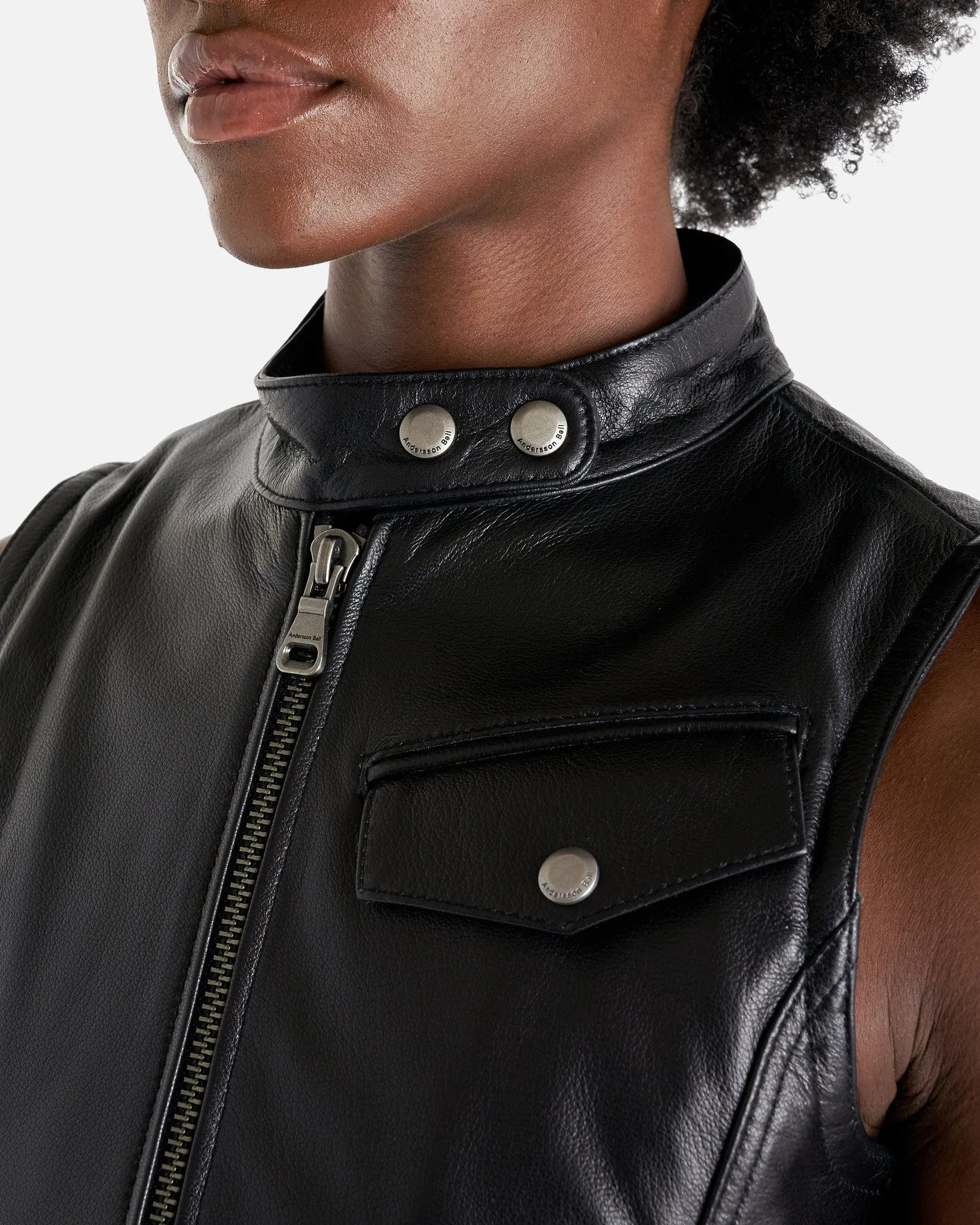 Andersson Bell Liv Goat Leather Vest in Black