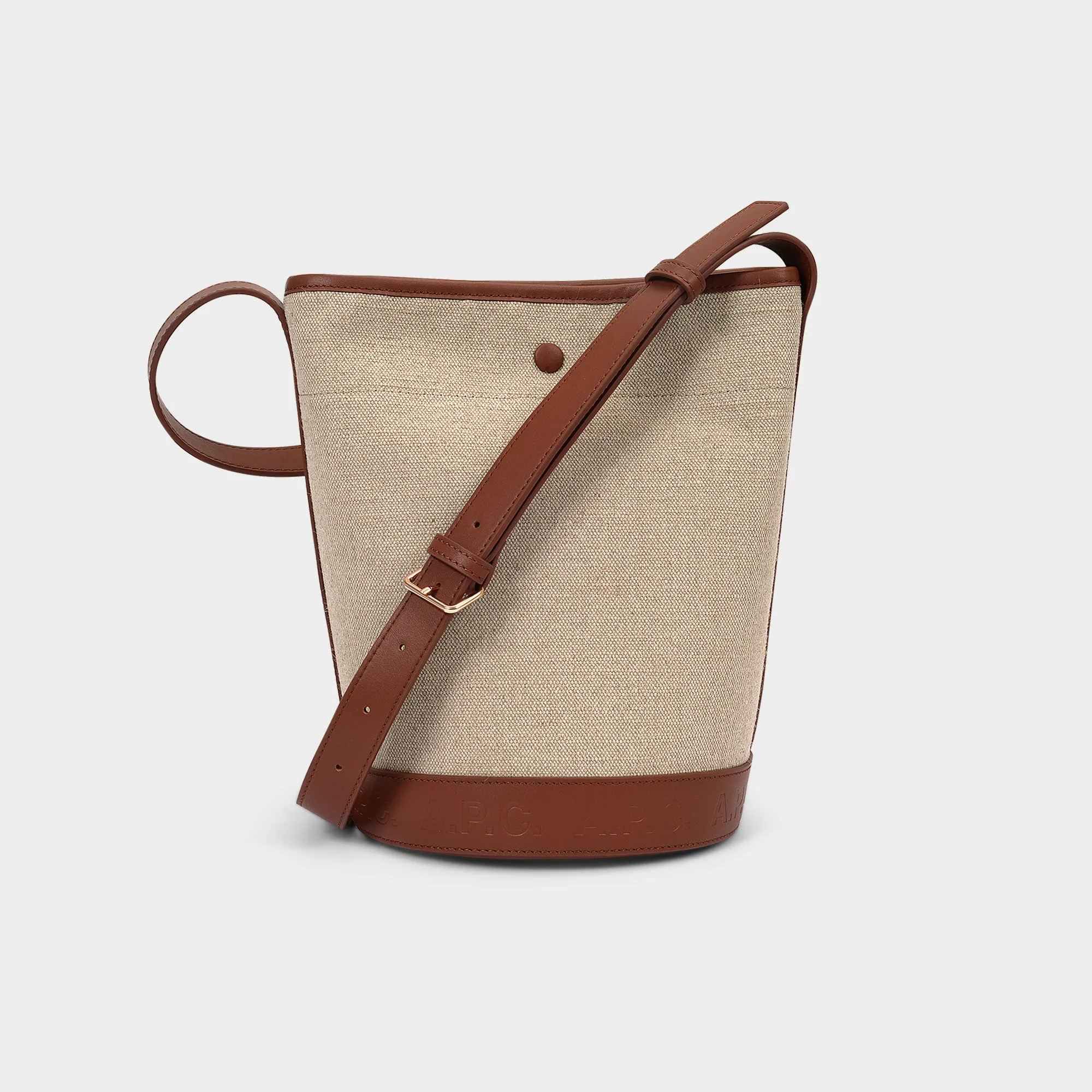 A.P.C.  Helene Bag in Hazelnut Canvas and Shiny Leather