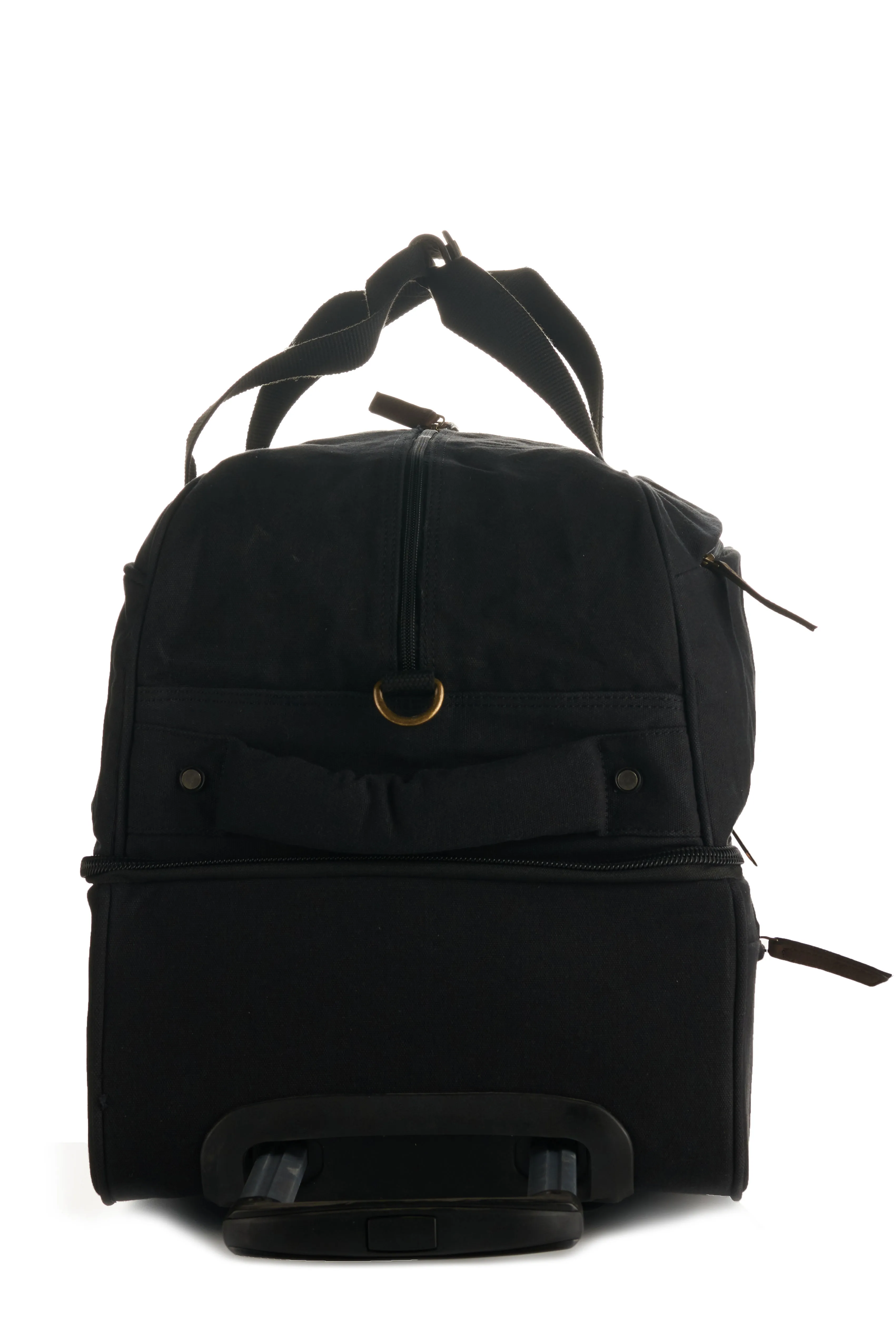 Ariat Black Canvas and Brown Leather Rolling Duffle Bag