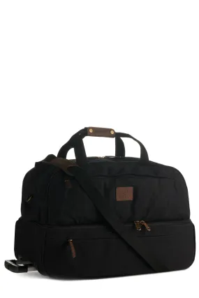 Ariat Black Canvas and Brown Leather Rolling Duffle Bag