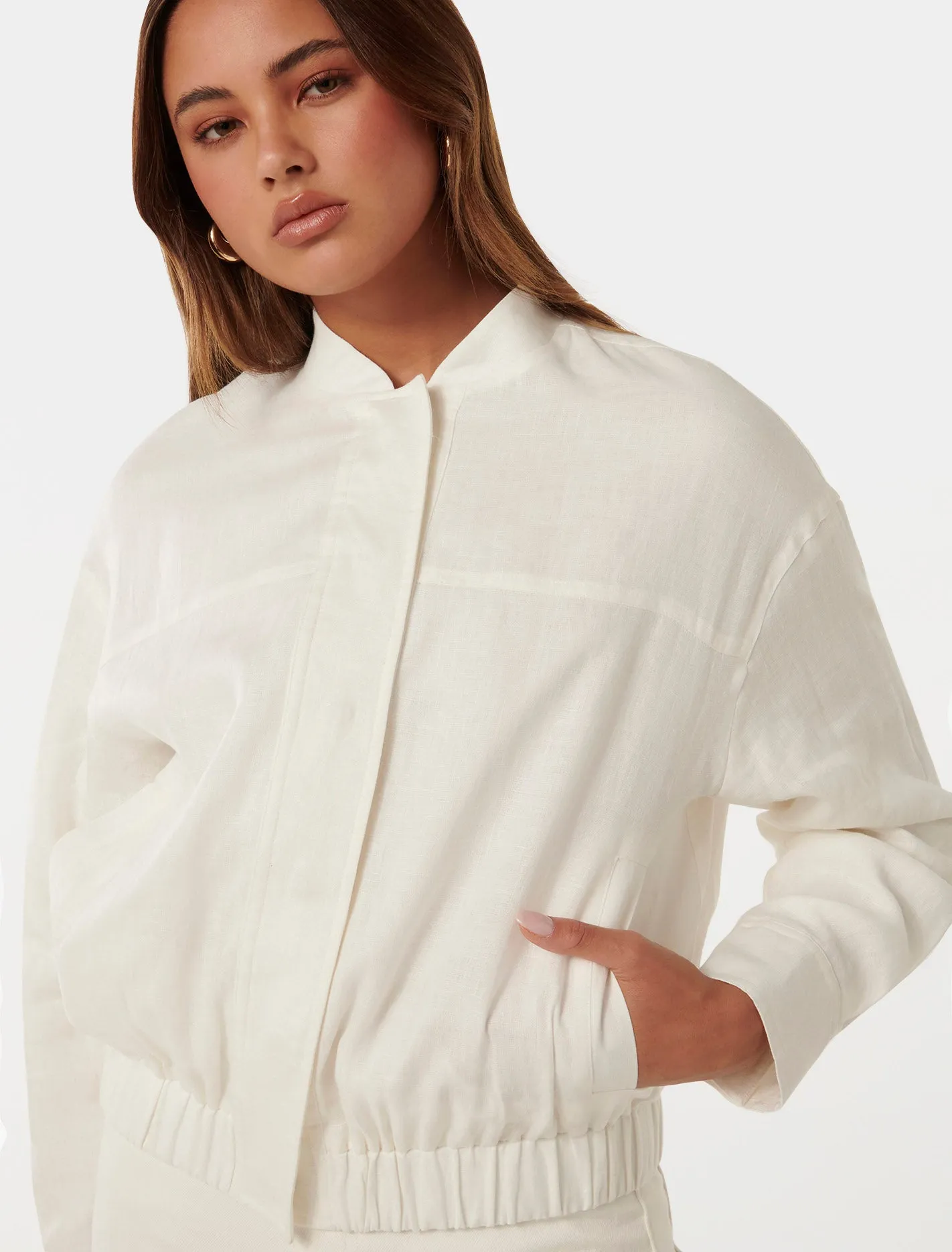 Arlette Linen Bomber Jacket