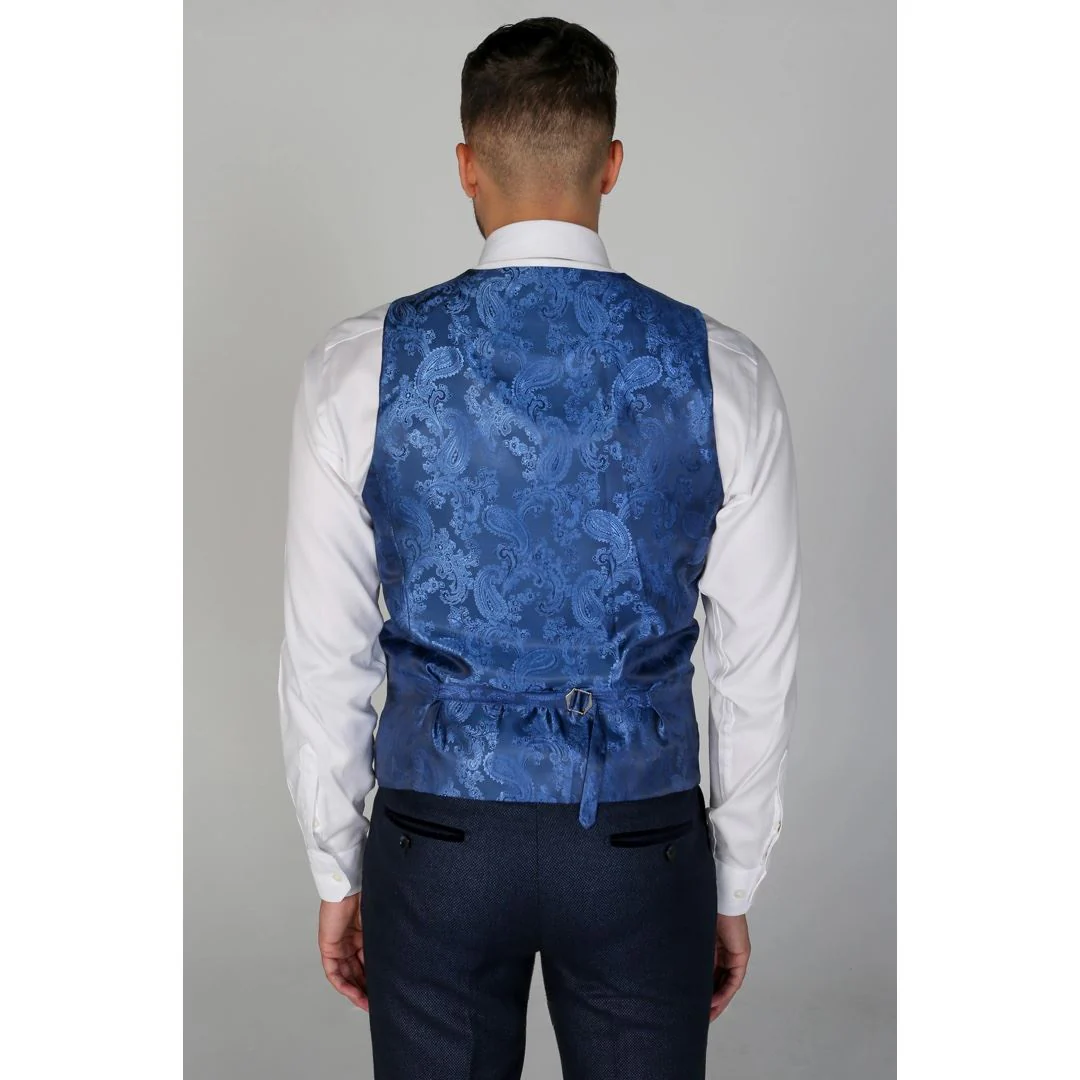 Arthur - Men's Birdseye Navy Waistcoat