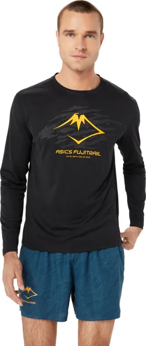 Asics Men's Fujitrail Logo Ls Top Performance Black/Carbon/ Fellow Yellow | Buy Asics Men's Fujitrail Logo Ls Top Perf