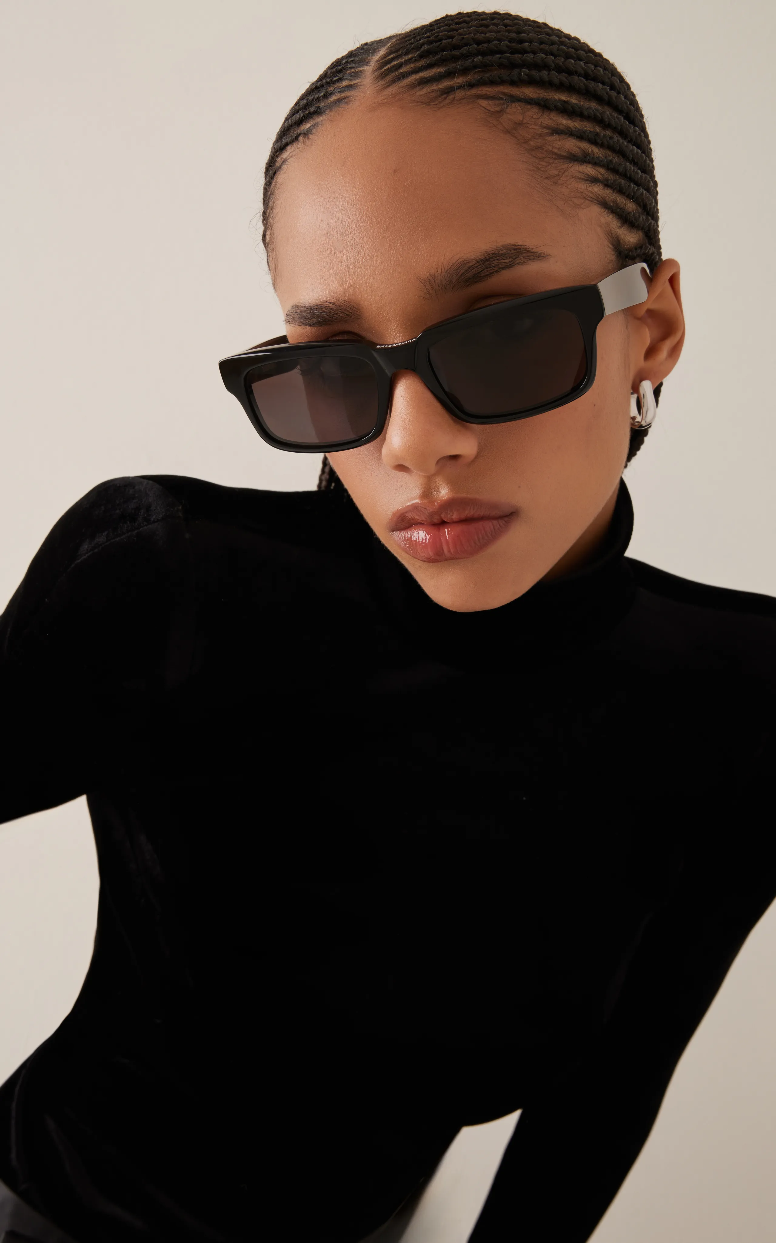 Balenciaga Rectangular-Frame Acetate Sunglasses