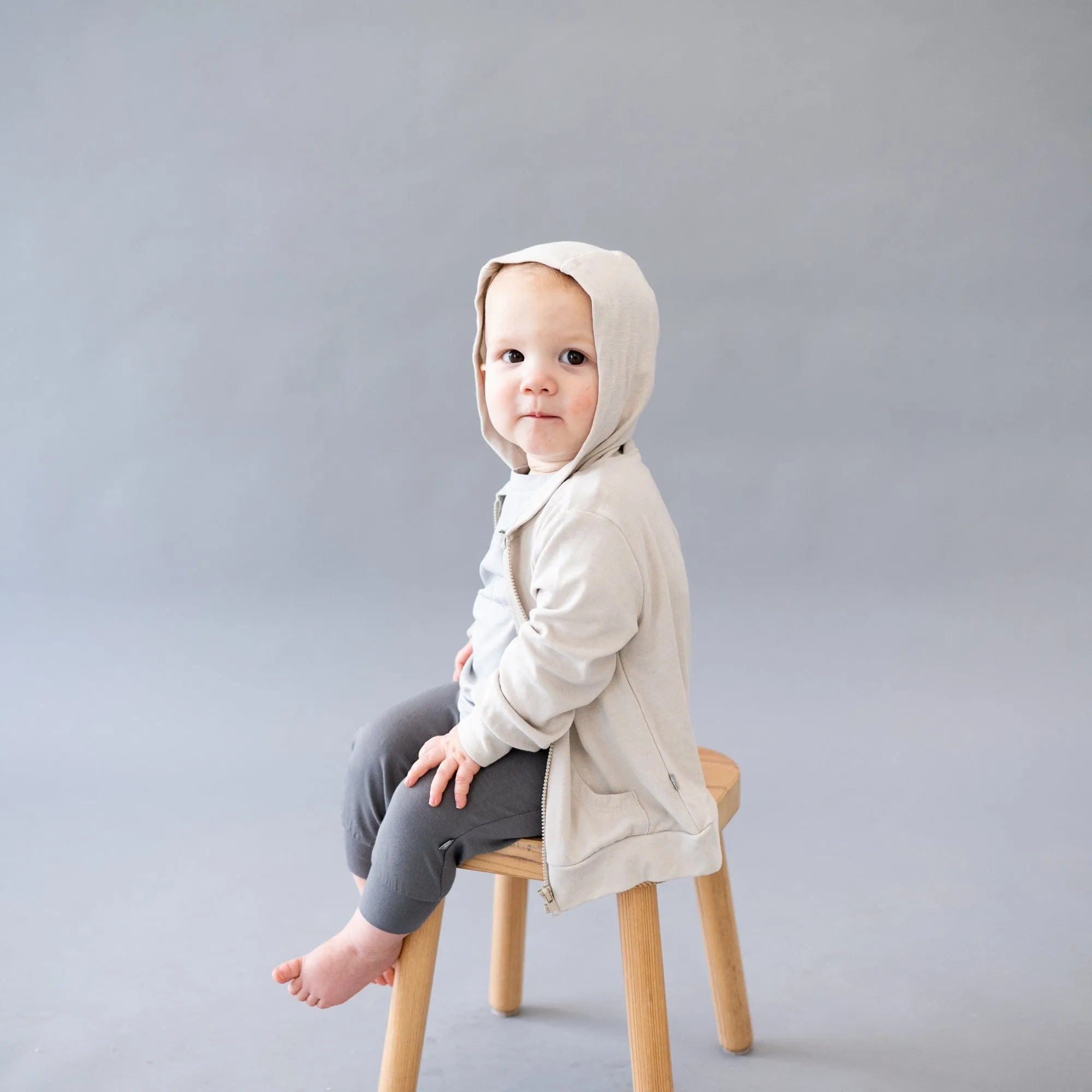 Bamboo Jersey Hooded Jacket in Oat