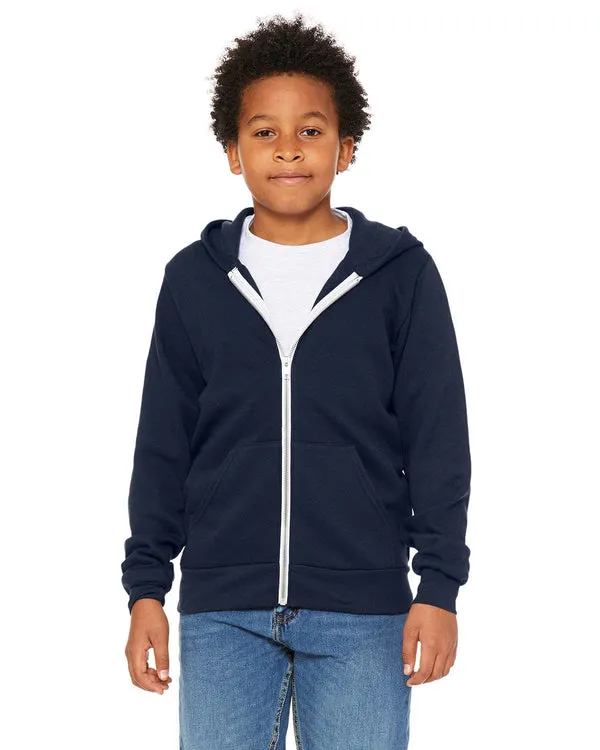 Bella+Canvas 3739Y: Youth Sponge Fleece Full-Zip Hooded Sweatshirt