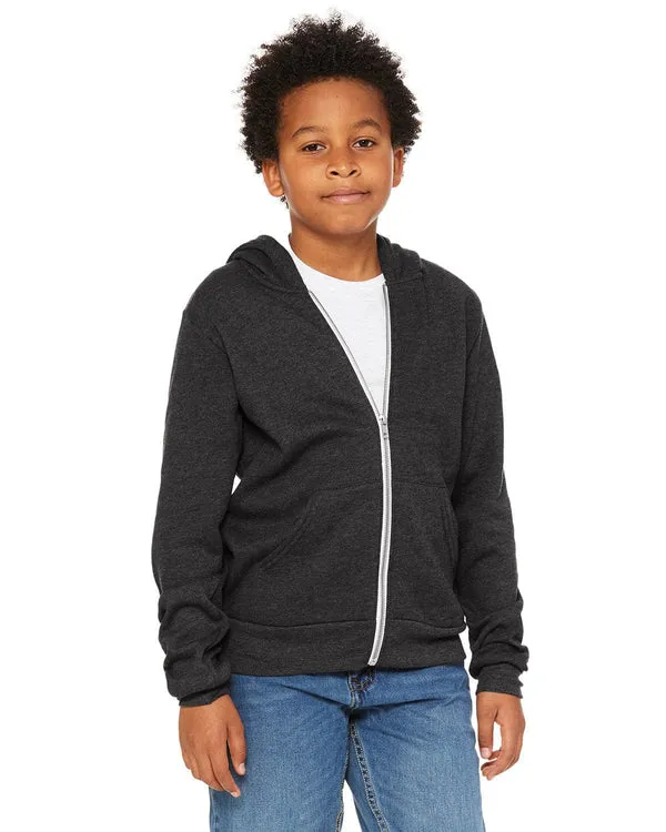 Bella+Canvas 3739Y: Youth Sponge Fleece Full-Zip Hooded Sweatshirt