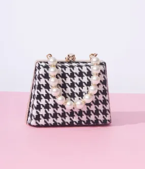 Black & White Houndstooth Pearl Mini Handbag