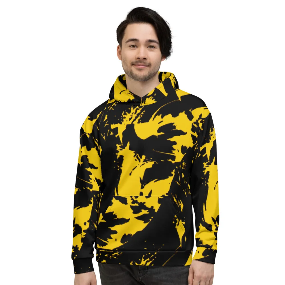 Black and Yellow Paint Splatter Pullover Hoodie