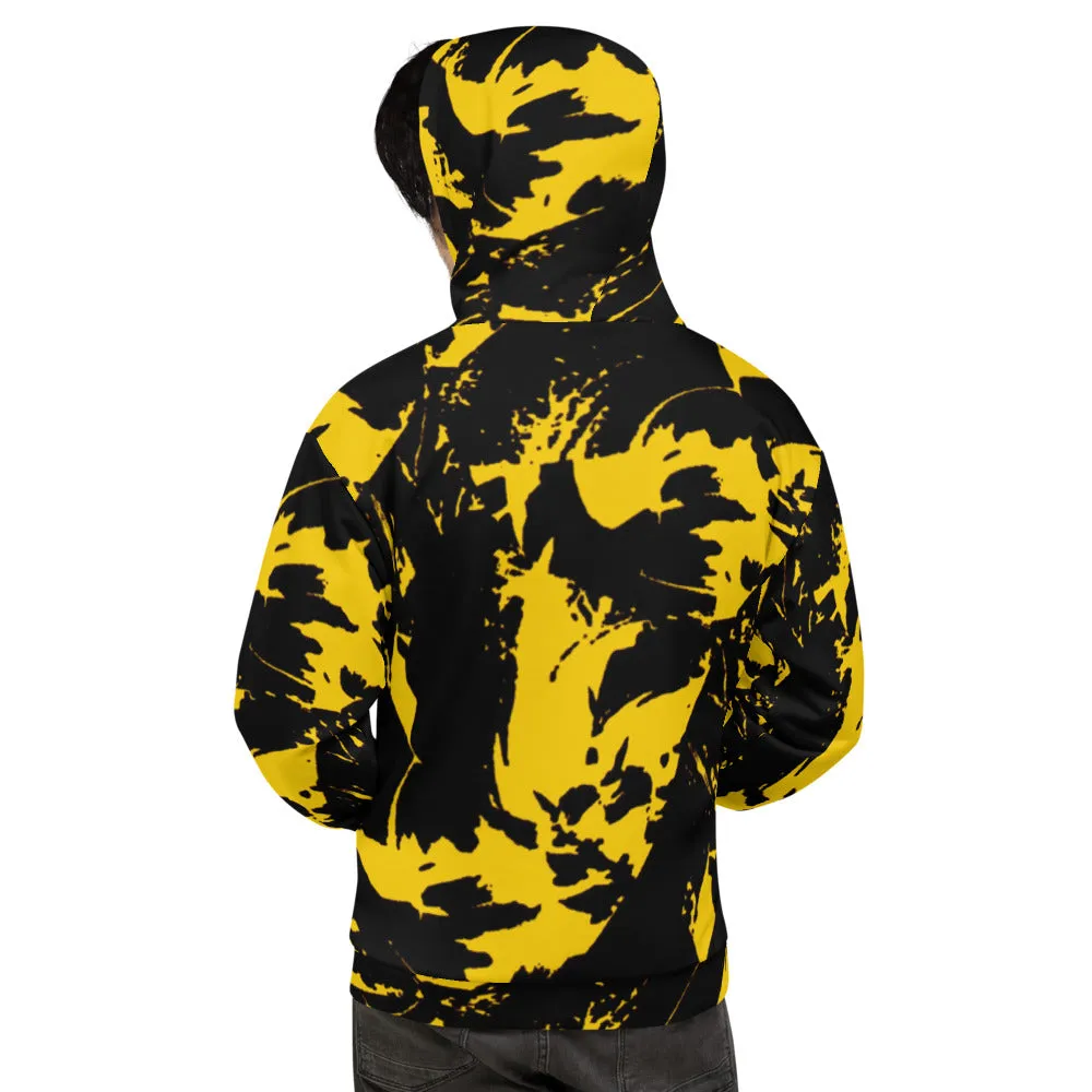 Black and Yellow Paint Splatter Pullover Hoodie