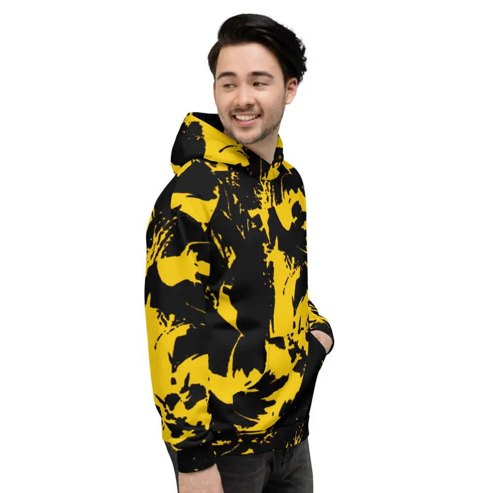 Black and Yellow Paint Splatter Pullover Hoodie