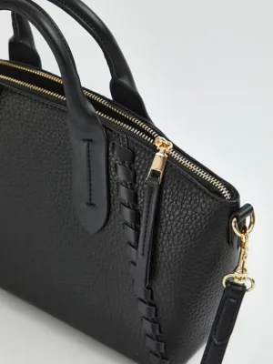 Black Textured Whipstitch Trim Handbag | Women | George at ASDA