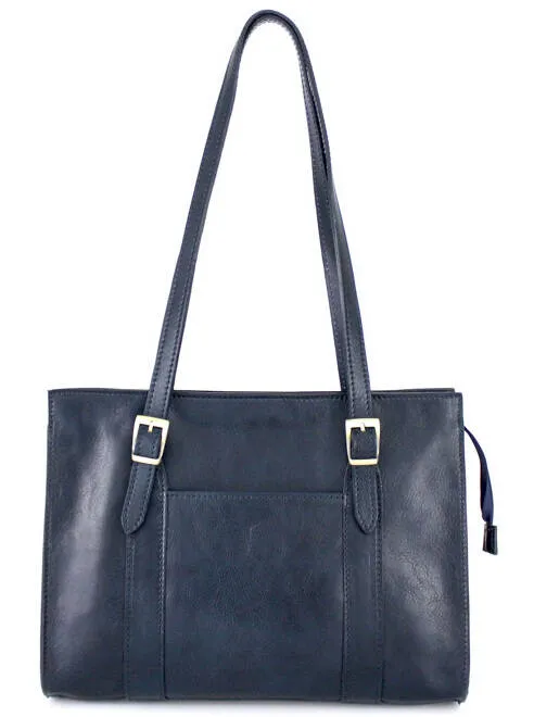 Blue calfskin nella shoulder bag