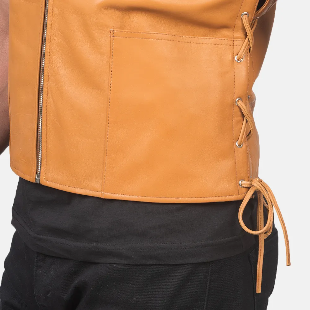 Brandon Tan Brown Leather Vest