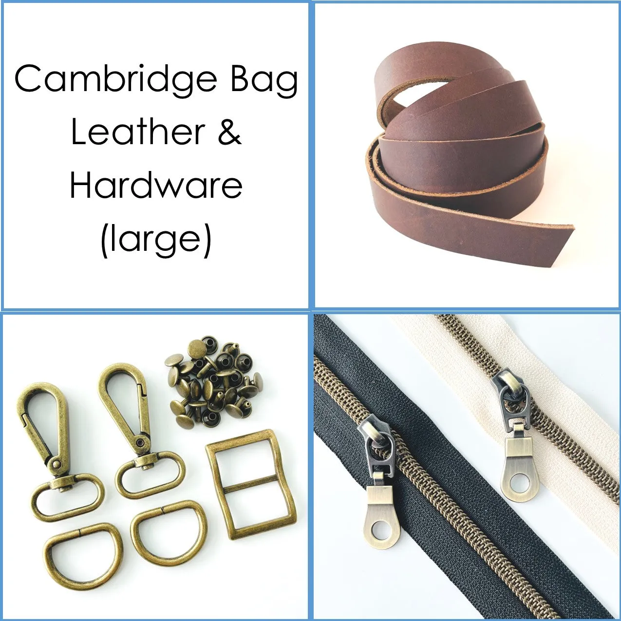 Cambridge Bag (large) 1 Leather & Hardware Kit, Dark Brown