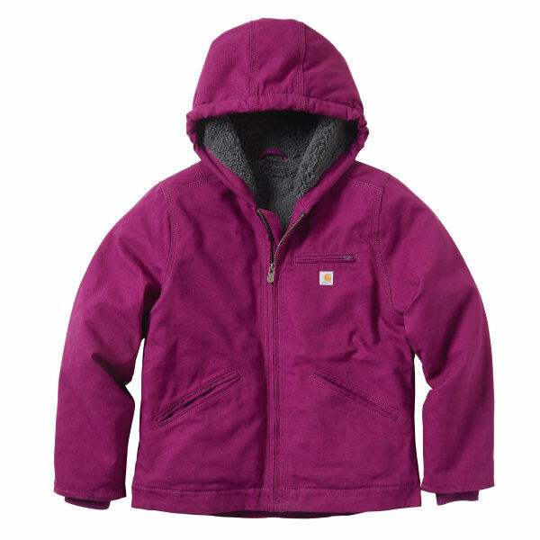 Carhartt Girl's Sherpa Lined Sierra Hooded Jacket in Plum Caspia