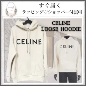 CELINE  |Loose hooded sweatshirt in cotton fleece