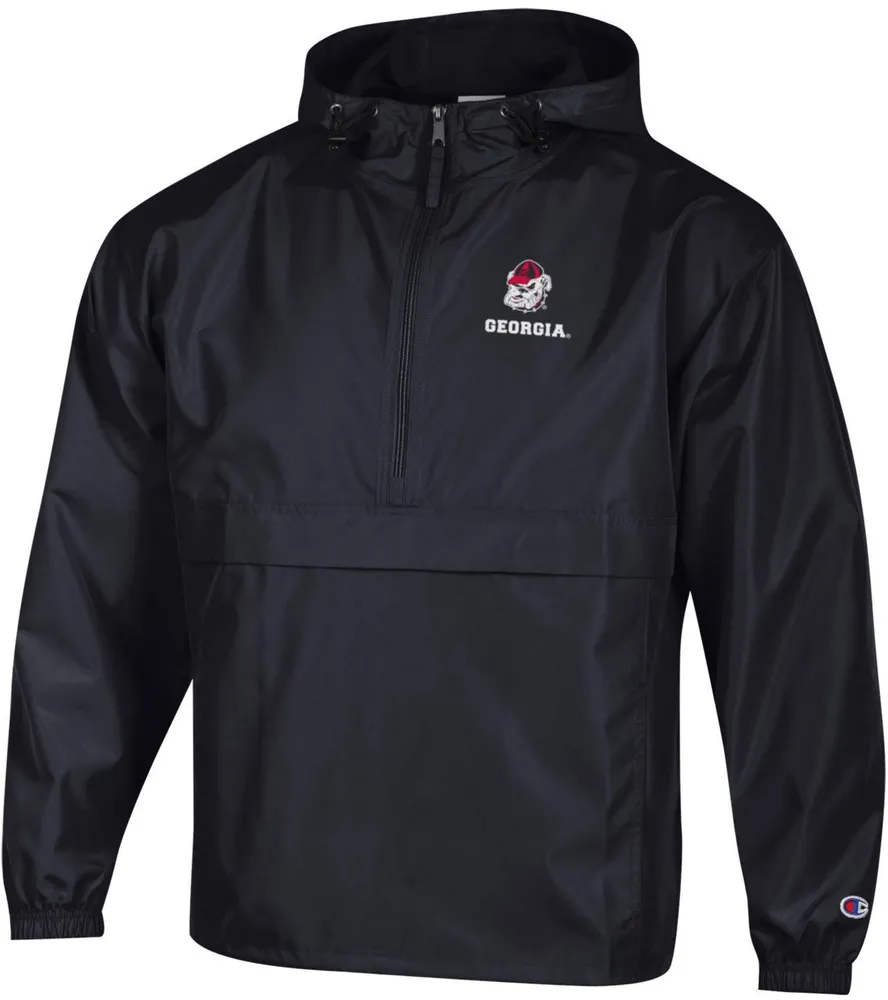 Champion Men's Georgia Bulldogs Black Packable 1/4 Zip Pullover Jacket