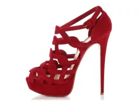 Christian Louboutin Red Suede Larissa Plato 150 Platform Sandals