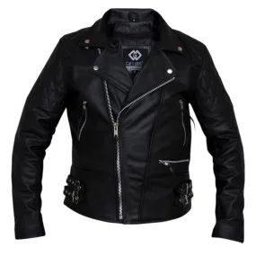 Classic Diamond Motorcycle Mens Black Leather Jacket Biker