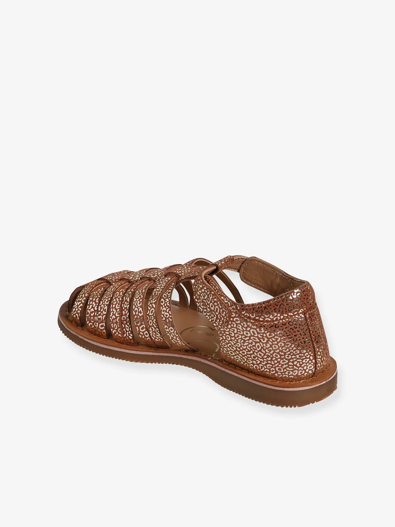 Closed Leather Sandals for Children, Designed for Autonomy - ochre