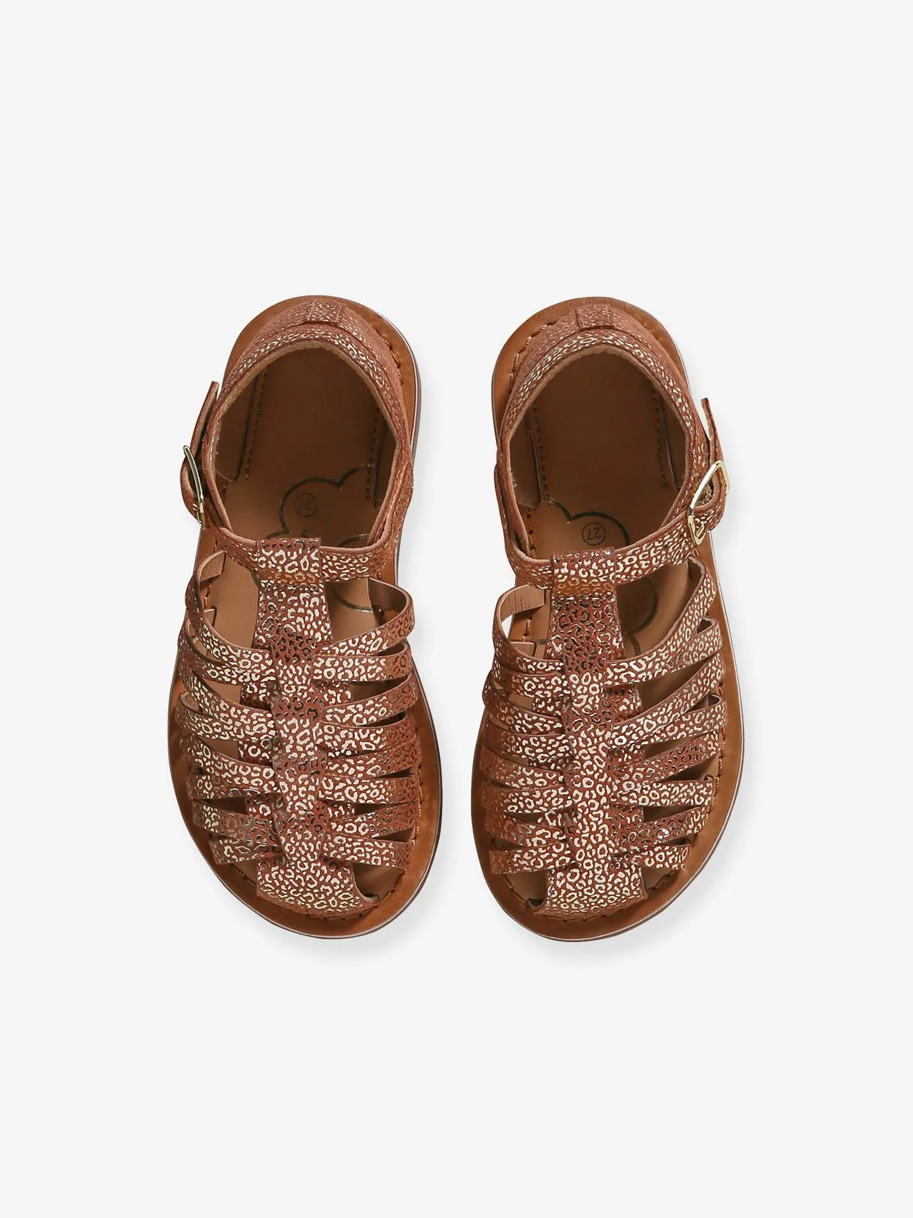 Closed Leather Sandals for Children, Designed for Autonomy - ochre