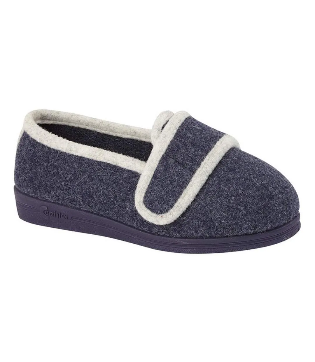 Comfylux Womens/Ladies Eliza Superwide Touch Fastening Slipper (Navy) - UTDF1804