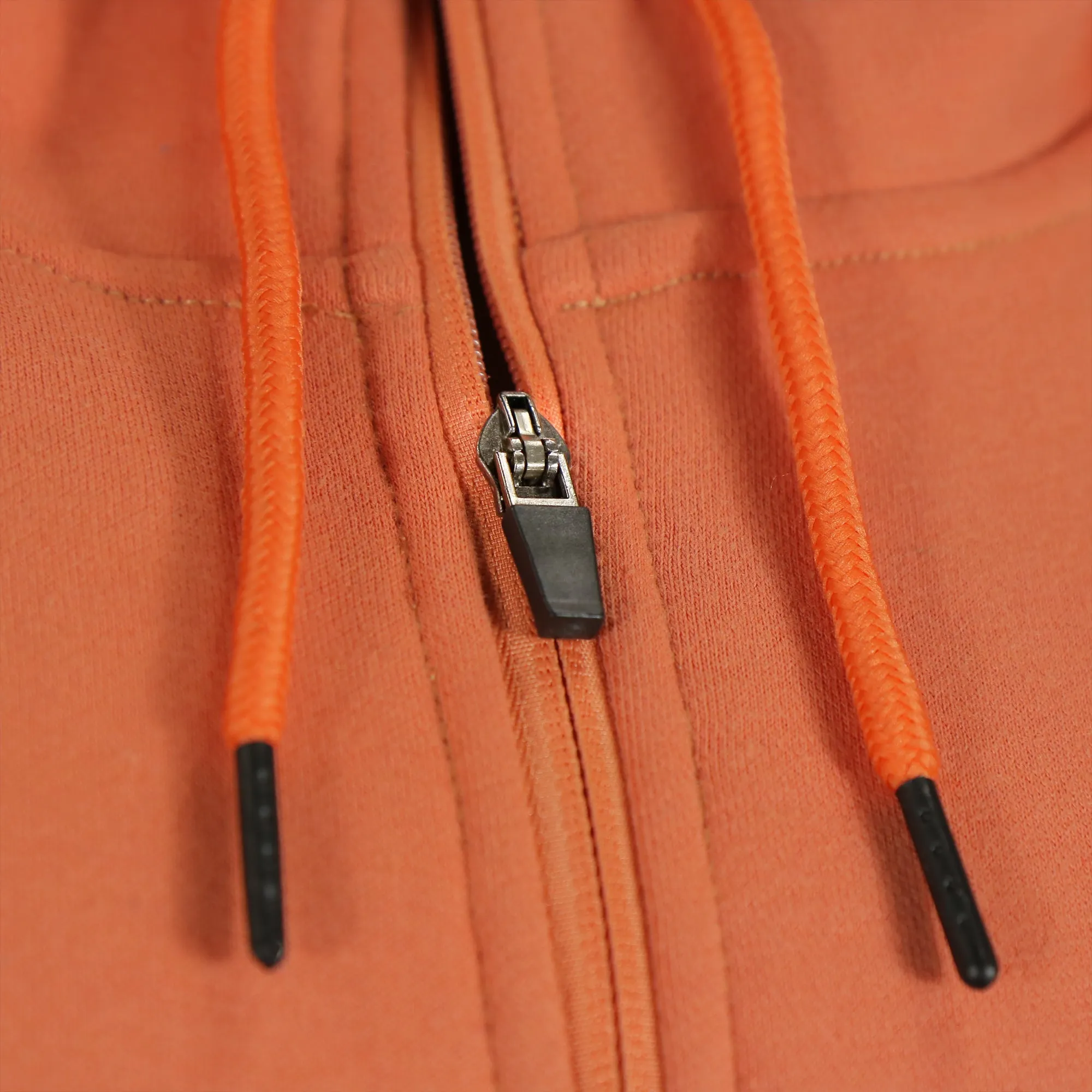 Coral Unbasic Fleece Stash Pocket Sunset Park Tapered Zipper Hoodie | Fleece Safety Coral Hoodie