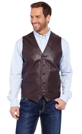 Cripple Creek Chocolate Button Leather Men's Vest