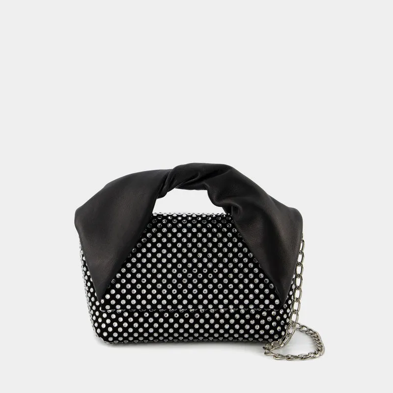 Crystal Midi Twister Hobo Bag - J.W. Anderson -  Black - Leather