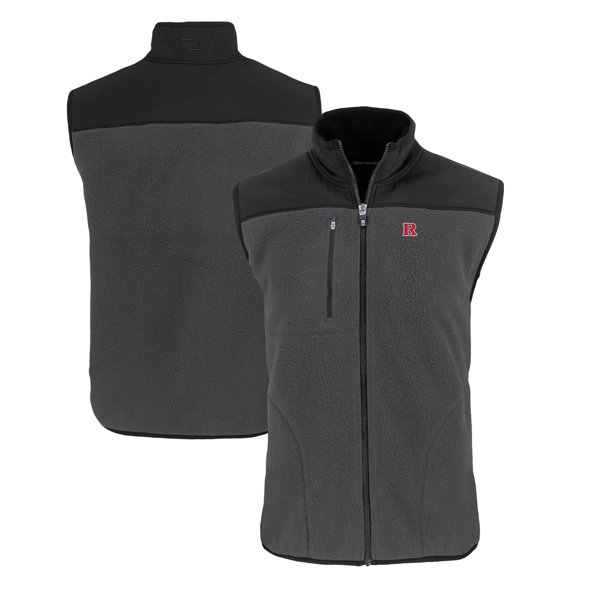 Cutter & Buck  Rutgers Scarlet Knights Gray Cascade Eco Sherpa Fleece Full-Zip Vest