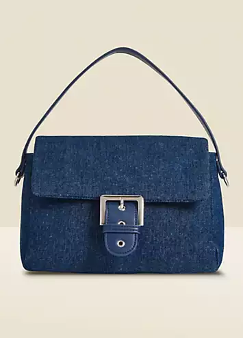 Denim Buckle Detail Shoulder Bag by Sosandar | Look Again