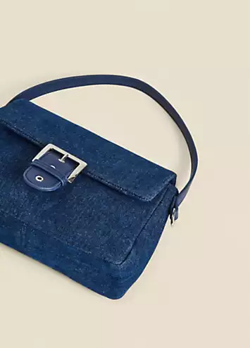 Denim Buckle Detail Shoulder Bag by Sosandar | Look Again