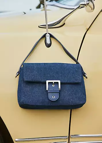 Denim Buckle Detail Shoulder Bag by Sosandar | Look Again