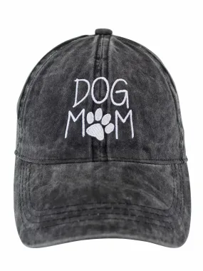 Dog Mom Black Cotton Baseball Cap Hat