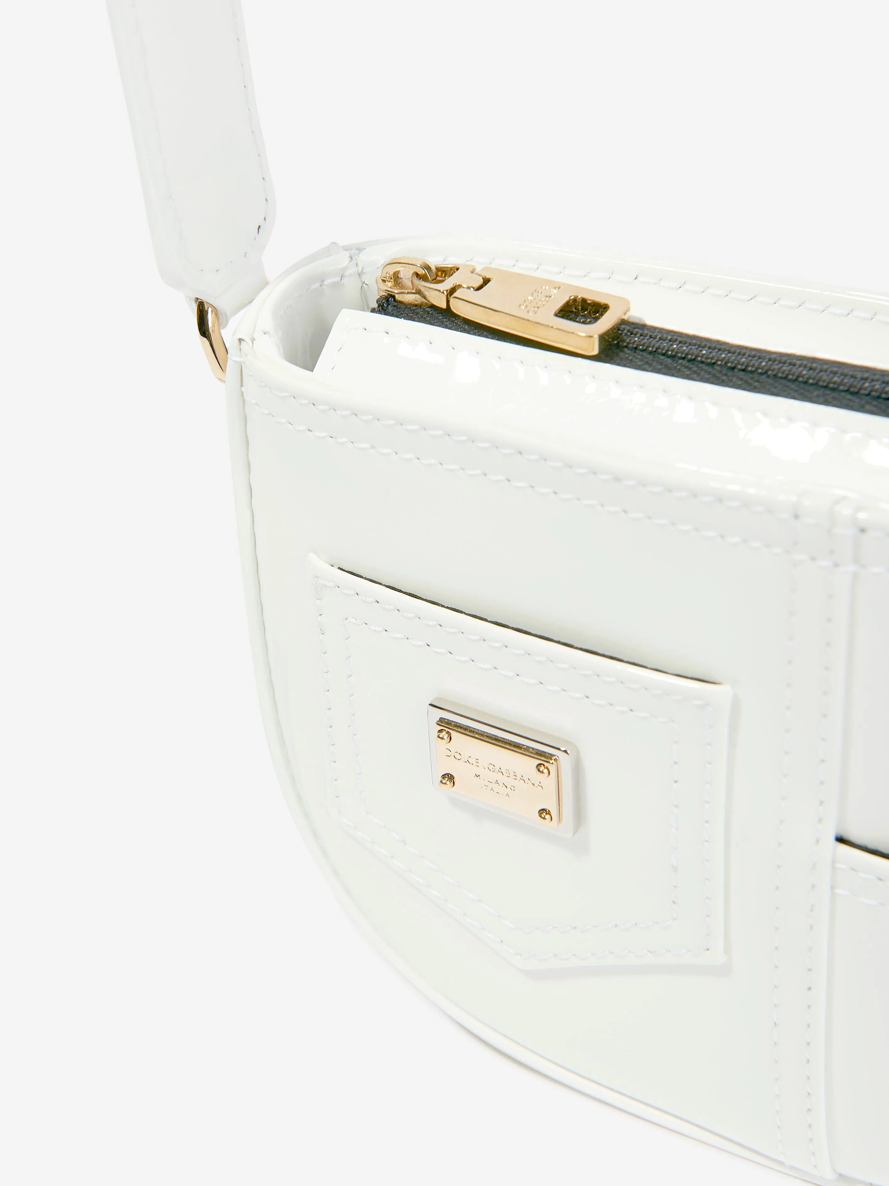 Dolce & Gabbana Girls Leather Logo Shoulder Bag in Ivory (18cm)