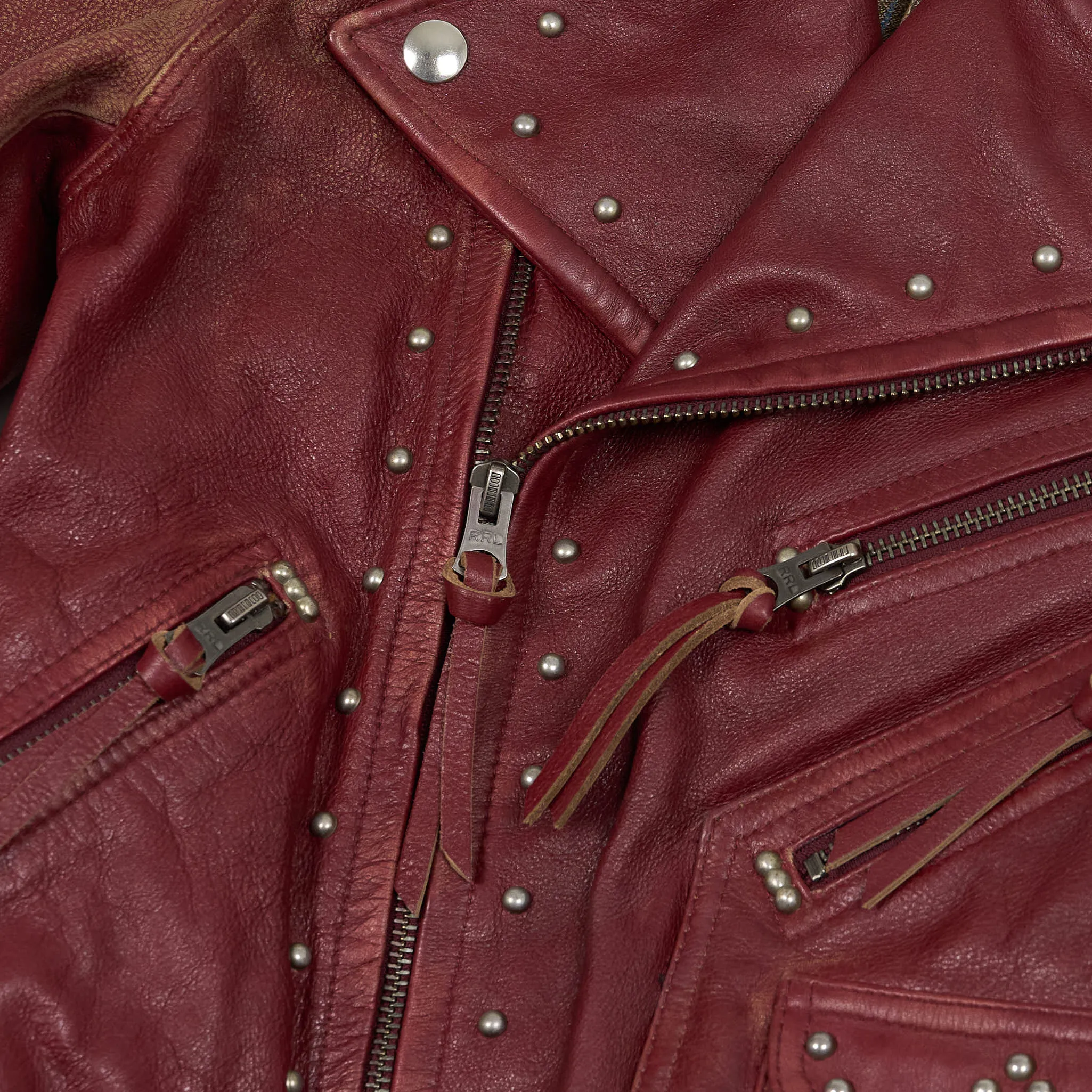 Double RL Ladies Studded Leather Biker Jacket