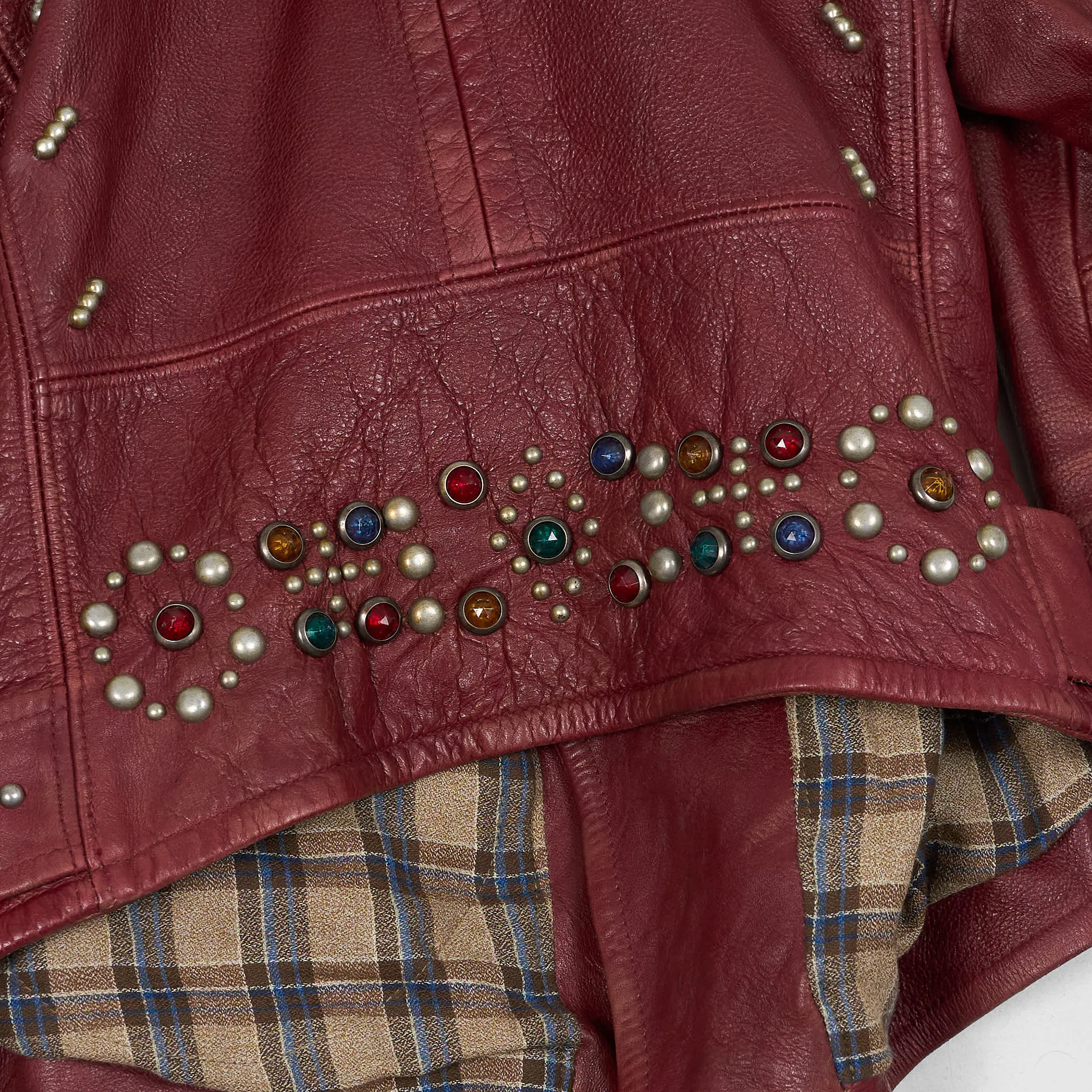 Double RL Ladies Studded Leather Biker Jacket