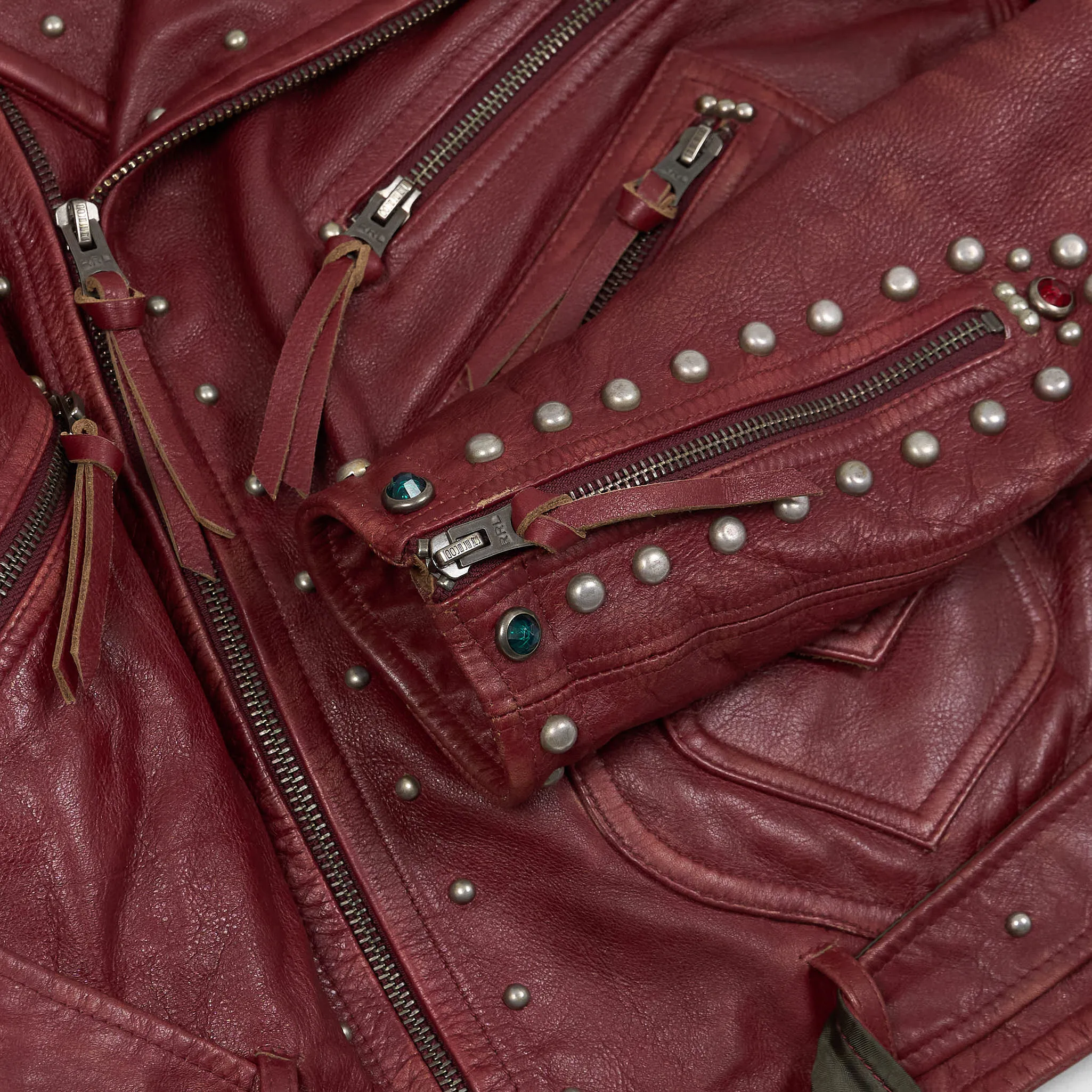 Double RL Ladies Studded Leather Biker Jacket